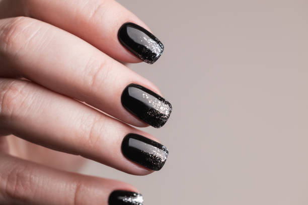 Black Nails With Gold Edges